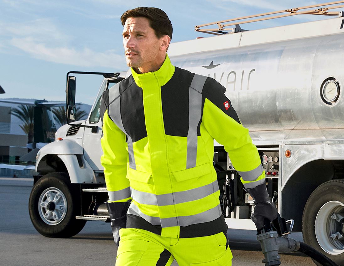 Work Jackets: e.s. Work jacket multinorm high-vis + high-vis yellow/black