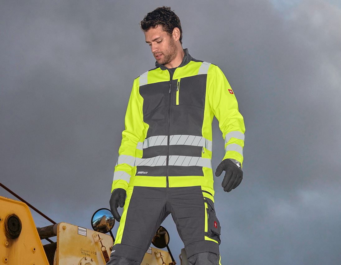 GaLaBau | Gärtner: Warnschutz Softshelljacke e.s.motion 24/7 + anthrazit/warngelb 2