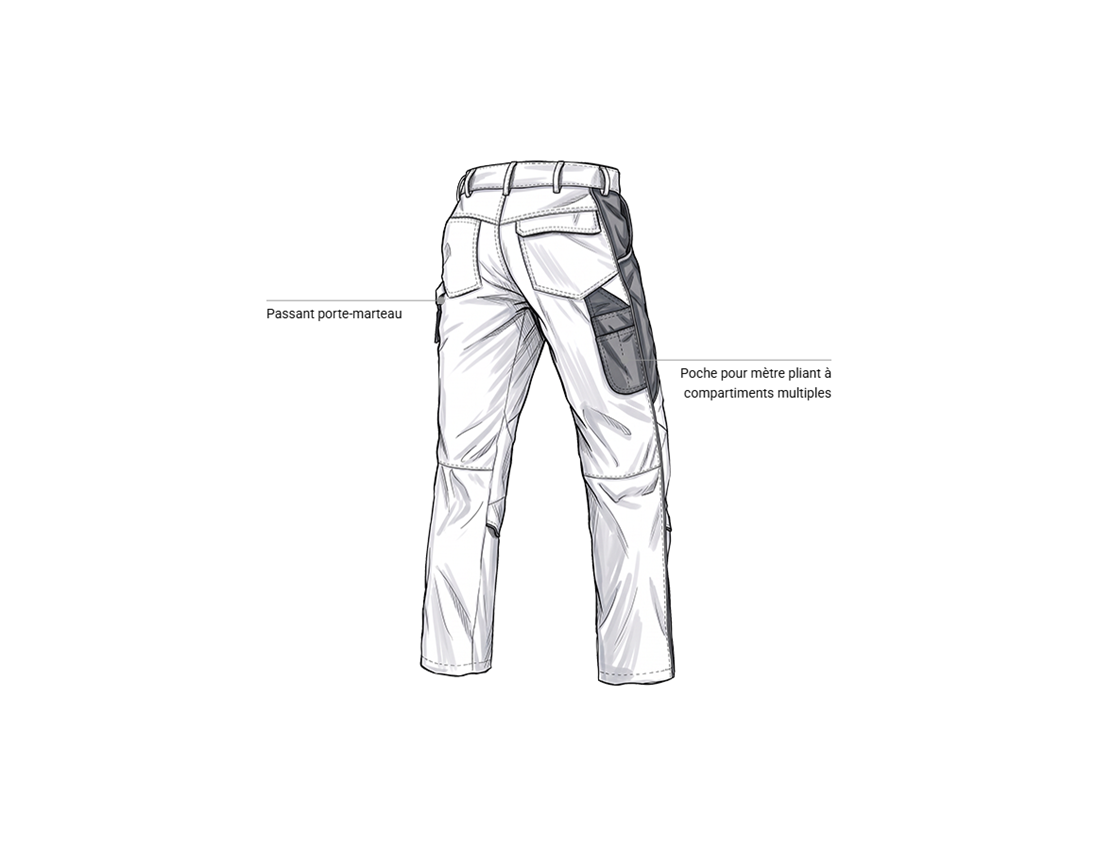 Pantalons de travail: Pantalon à taille élastique e.s.active + blanc/gris 2