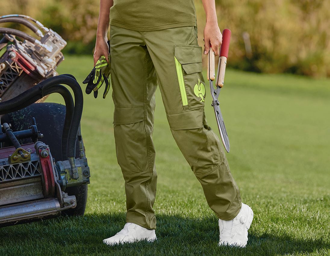 Work Trousers: Trousers e.s.trail, ladies' + junipergreen/limegreen