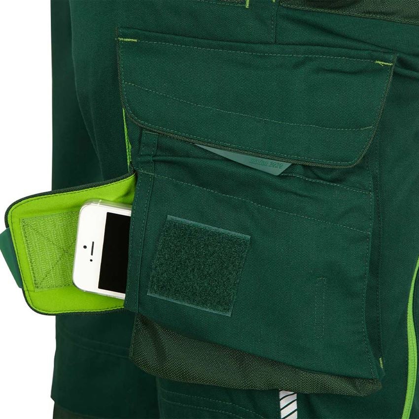 Work Trousers: Ladies' bib & brace e.s.motion 2020 + green/seagreen 2