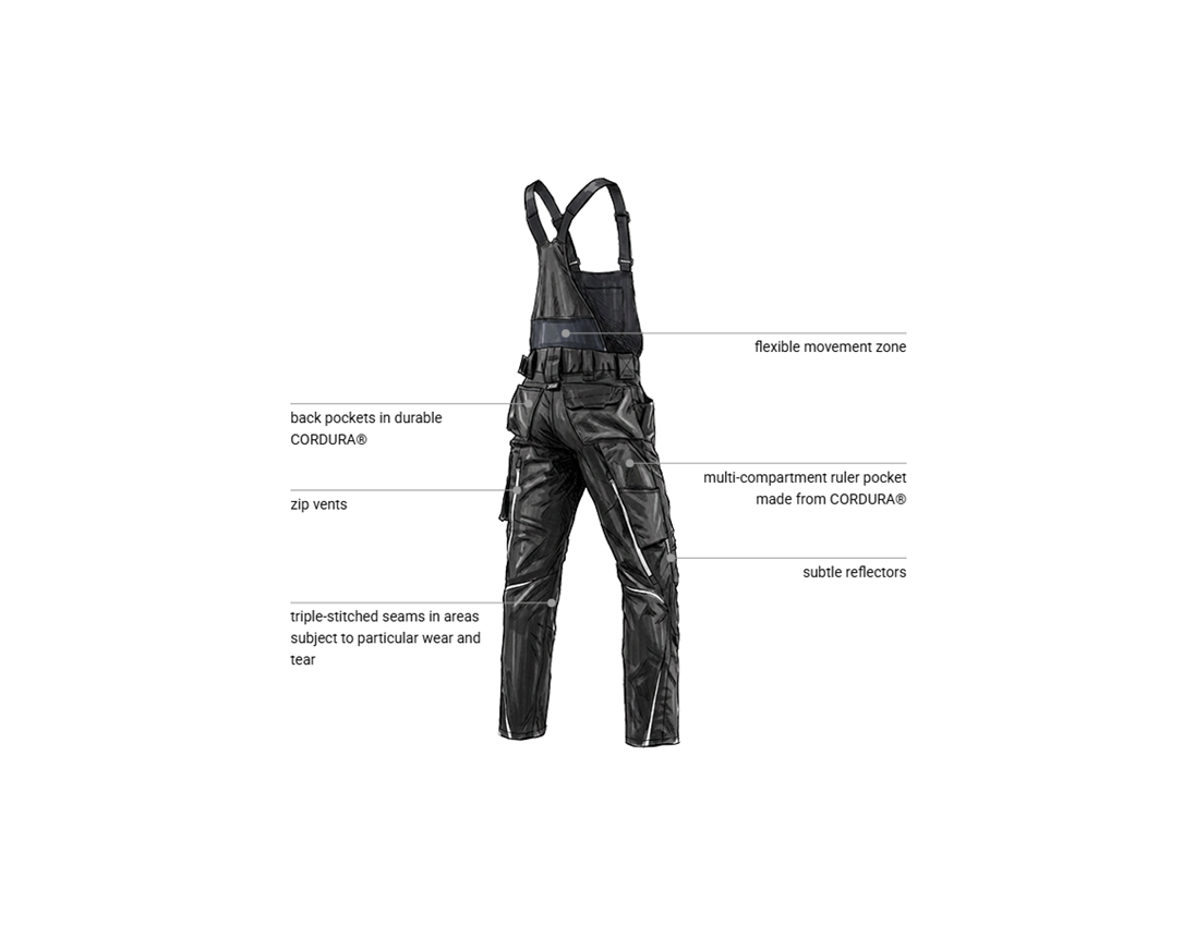 Bricklayers: Bib & brace e.s.motion 2020 + black/platinum 2
