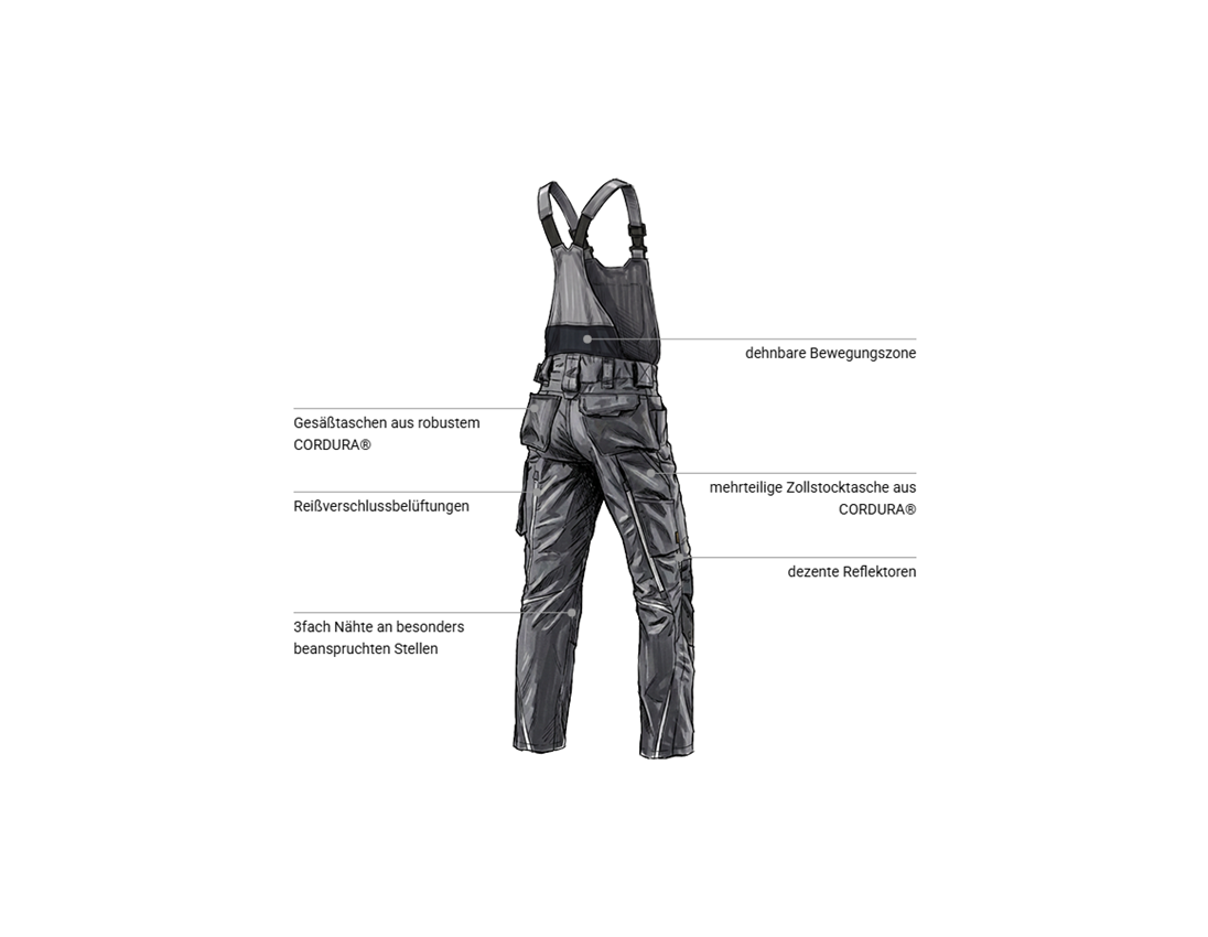 Maurer: Latzhose e.s.motion 2020 + anthrazit/platin 2