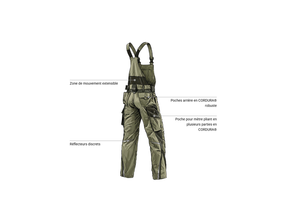 Pantalons de travail: Salopette e.s.motion + roseau/mousse 2