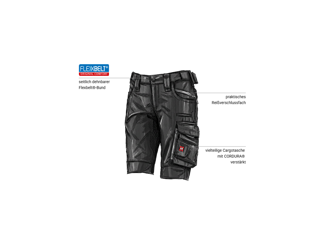 Hosen: Short e.s.motion 2020, Damen + schwarz/platin 1