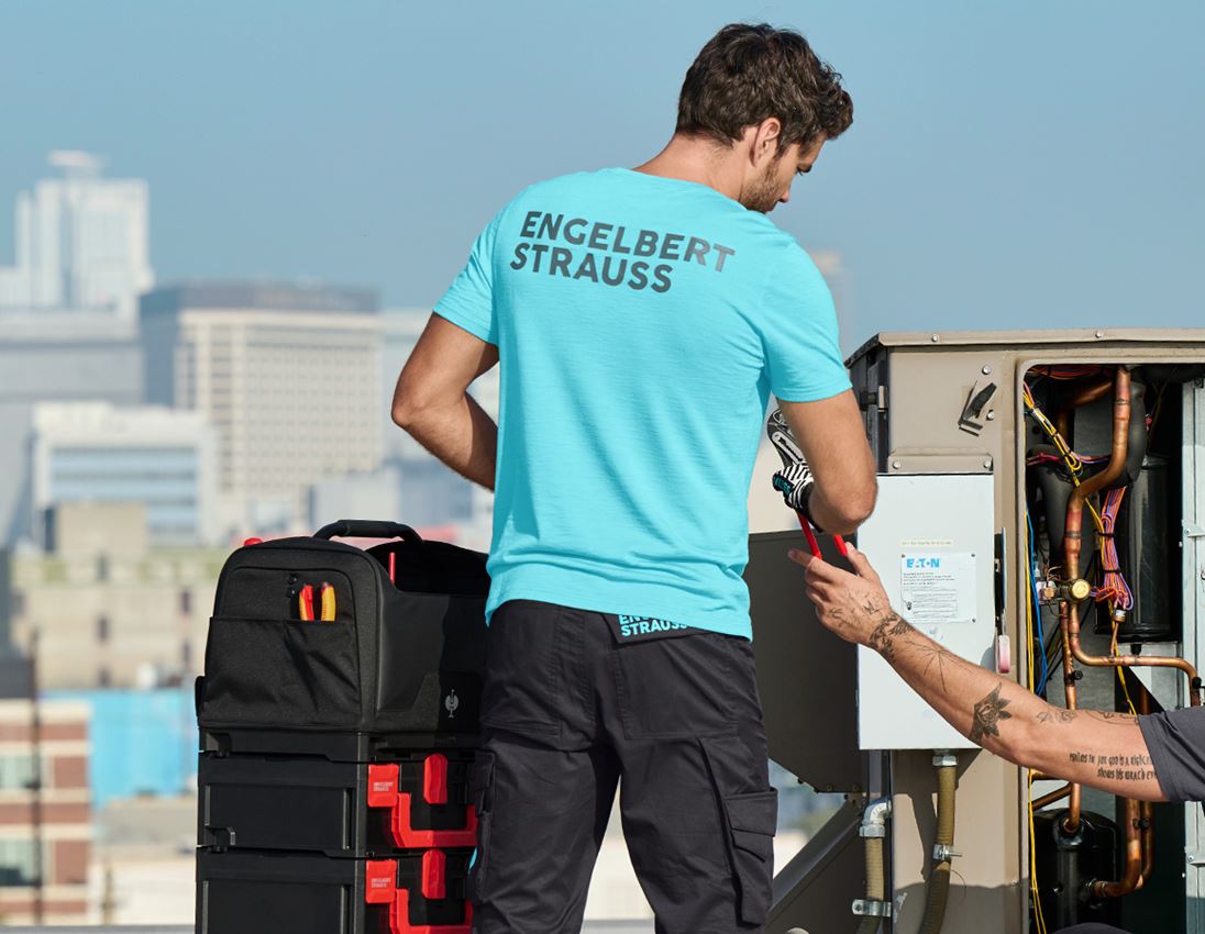 Shirts & Co.: T-Shirt Merino e.s.trail + lapistürkis/anthrazit 1