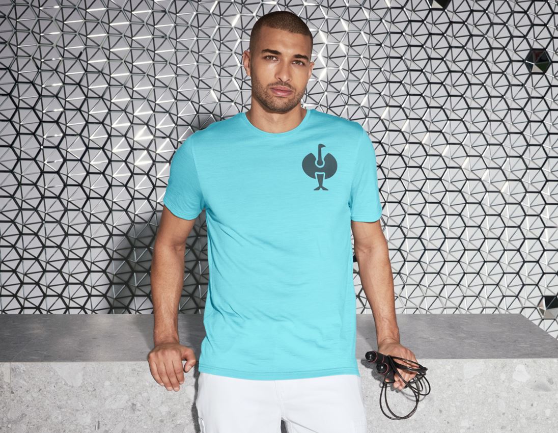 Shirts & Co.: T-Shirt Merino e.s.trail + lapistürkis/anthrazit 3