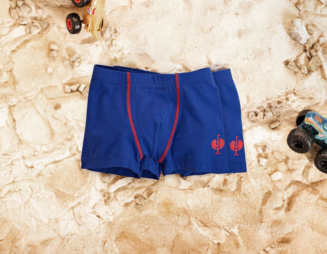 Unterwäsche: e.s. cotton stretch Pants, 2er Pack, Kinder + kornblau/feuerrot