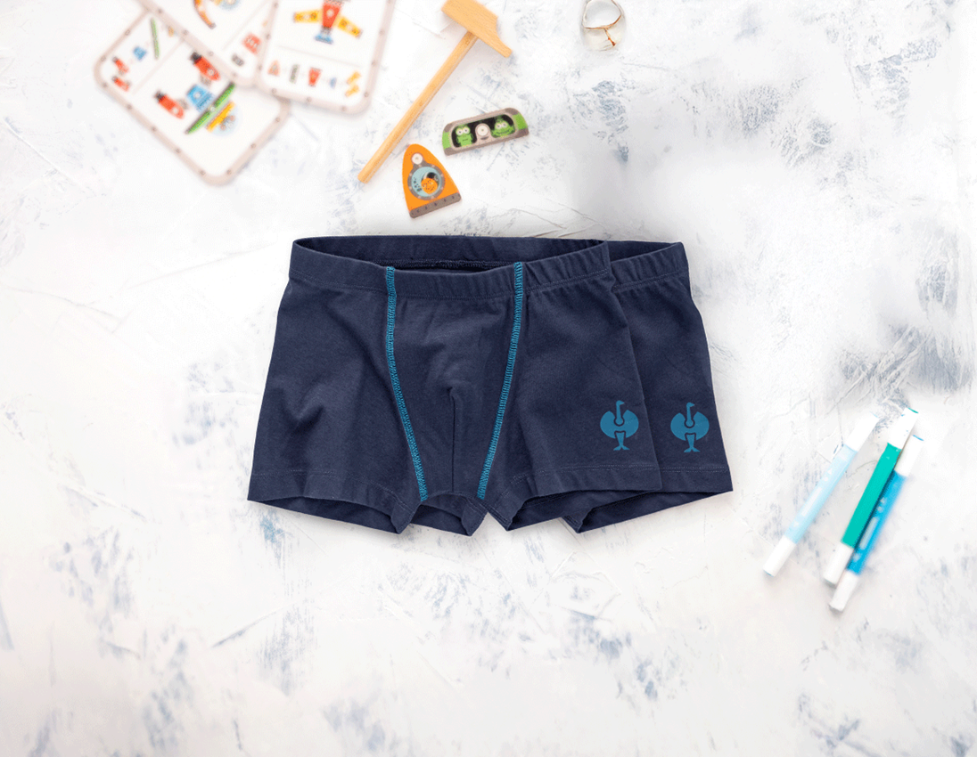 Unterwäsche: e.s. cotton stretch Pants, 2er Pack, Kinder + dunkelblau/atoll