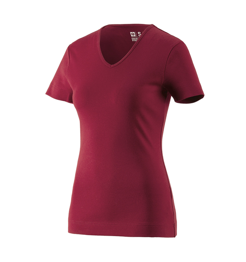 Topics: e.s. T-shirt cotton V-Neck, ladies' + bordeaux