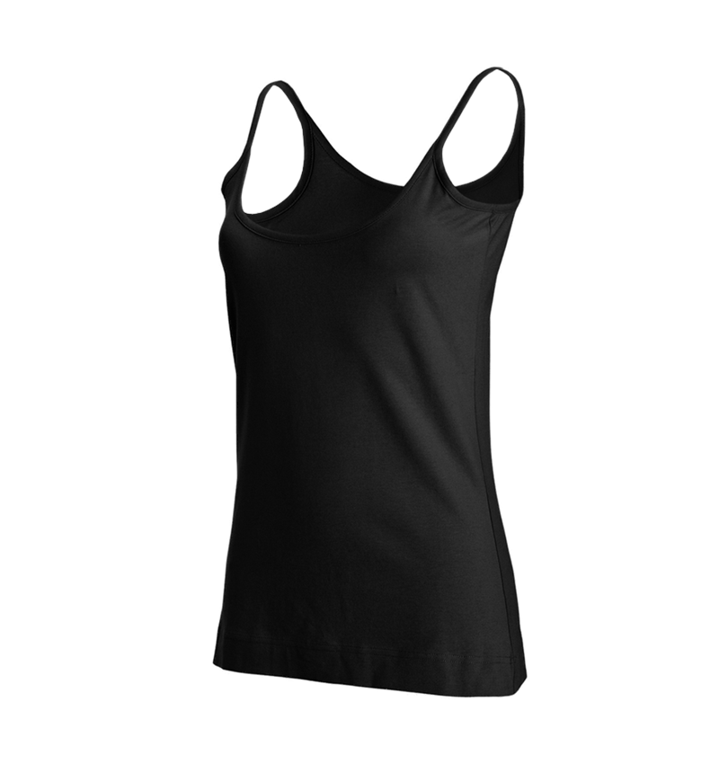 Shirts & Co.: e.s. Spaghetti-Top cotton stretch, Damen + schwarz