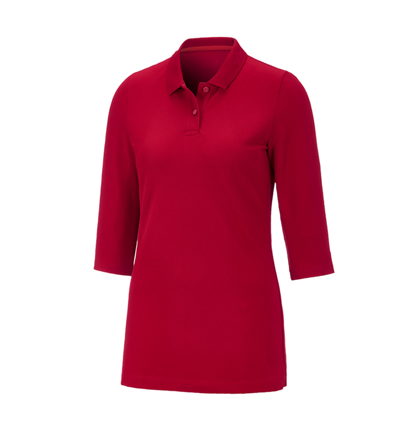 Themen: e.s. Piqué-Polo 3/4 Arm cotton stretch, Damen + feuerrot 2
