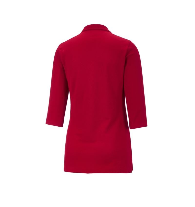 Themen: e.s. Piqué-Polo 3/4 Arm cotton stretch, Damen + feuerrot 3