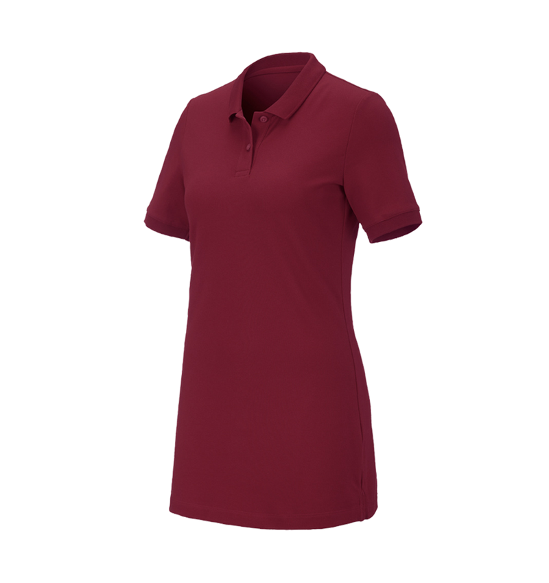 Topics: e.s. Pique-Polo cotton stretch, ladies', long fit + bordeaux 2