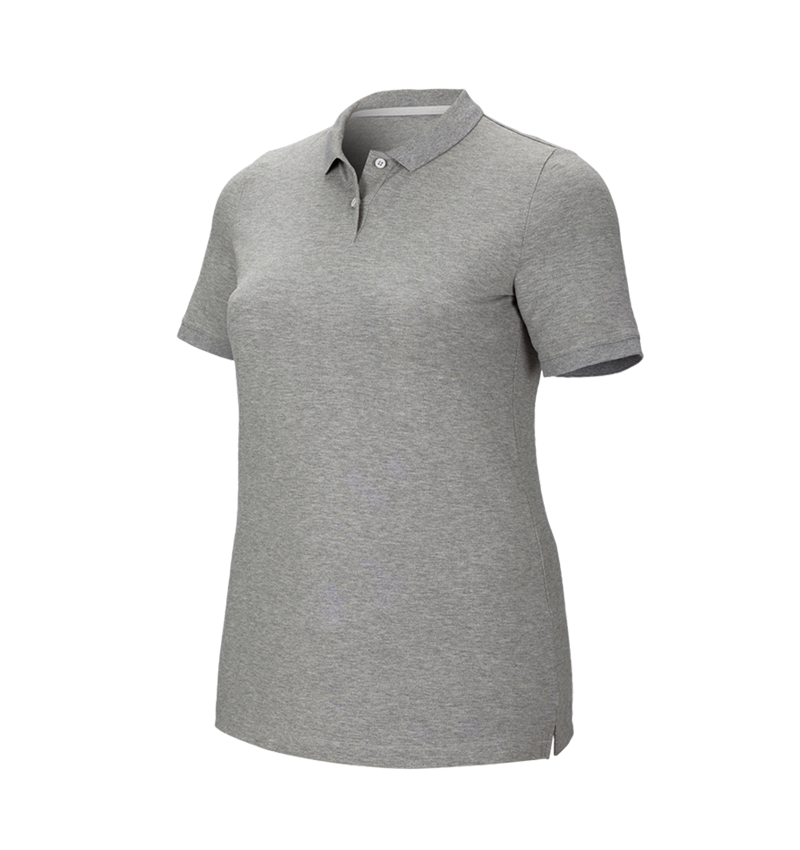 Topics: e.s. Pique-Polo cotton stretch, ladies', plus fit + grey melange 2