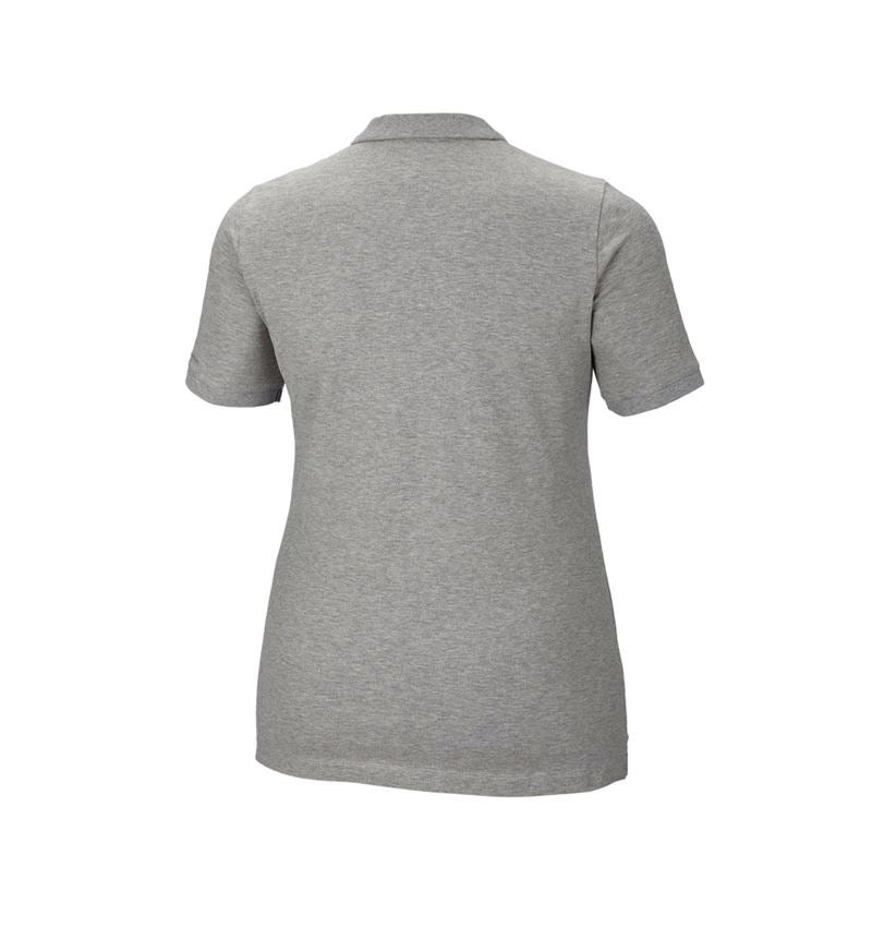 Topics: e.s. Pique-Polo cotton stretch, ladies', plus fit + grey melange 3