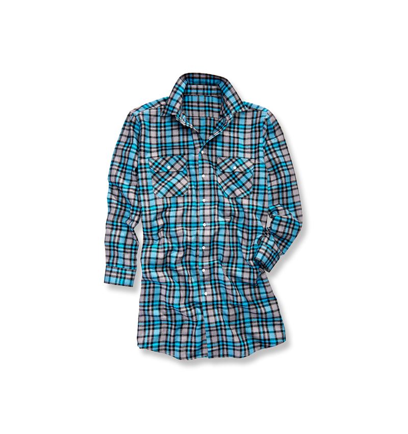 Shirts & Co.: Baumwoll-Hemd Bergen, extra lang + zement/dunkles petrol/graphit