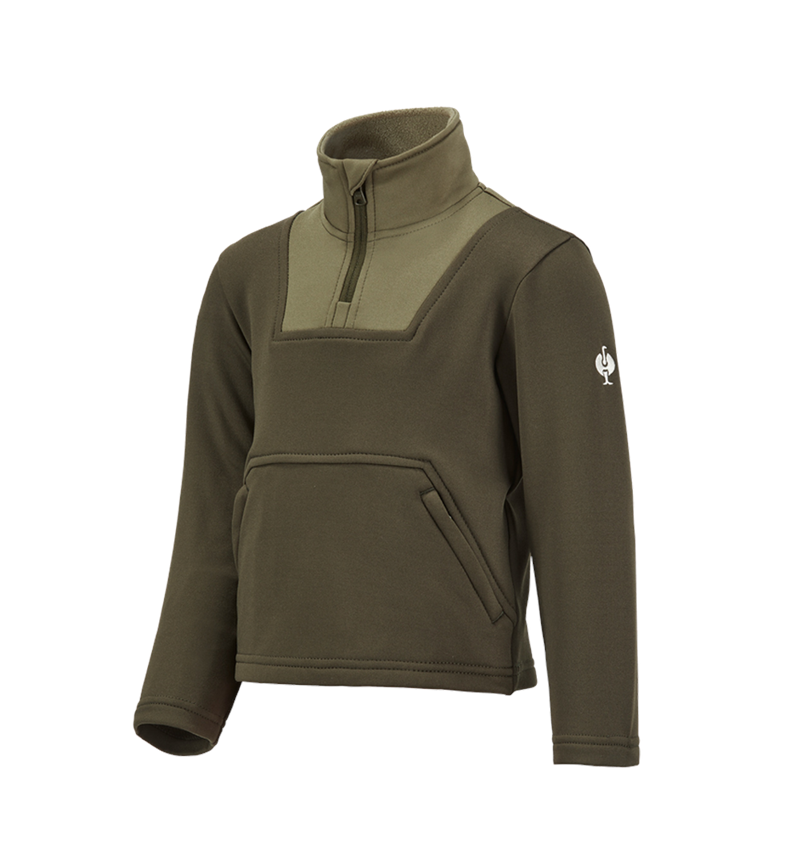 Shirts & Co.: Funkt.-Troyer thermo stretch e.s.concrete, Kinder + schlammgrün/stipagrün 2