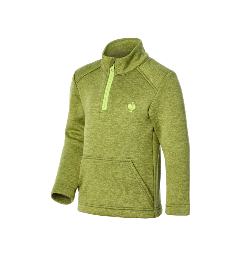 Shirts, Pullover & more: Troyer thermo stretch e.s.trail, children's + junipergreen melange/limegreen 3