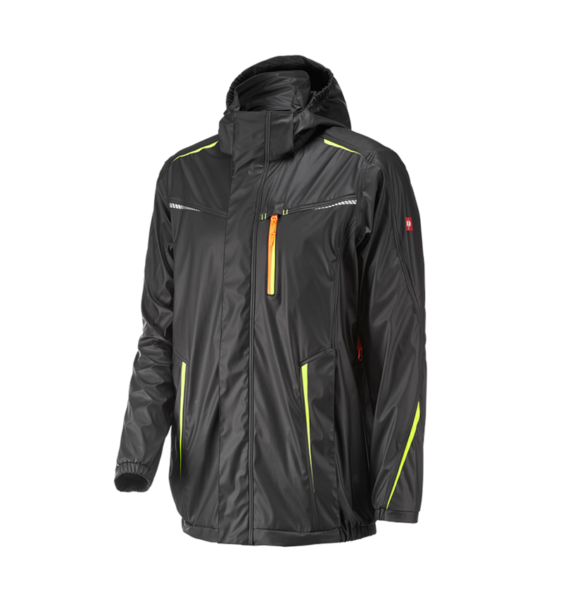 Work Jackets: Rain jacket e.s.motion 2020 superflex + black/high-vis yellow/high-vis orange 3