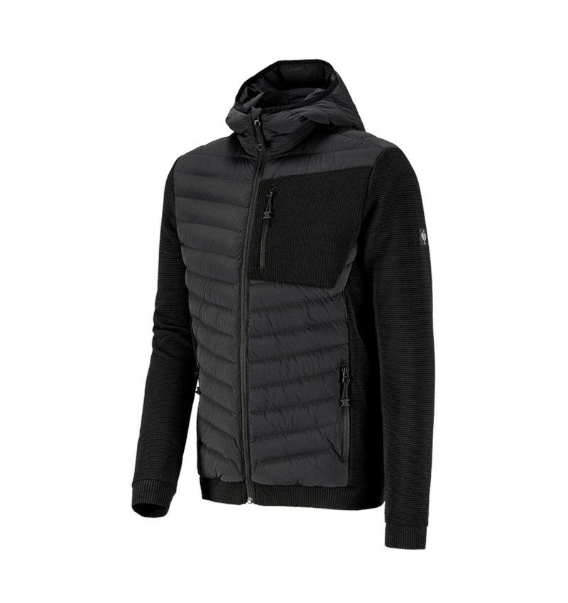 Arbeitsjacken: Hybrid Kapuzenstrickjacke e.s.motion ten + schwarz 2