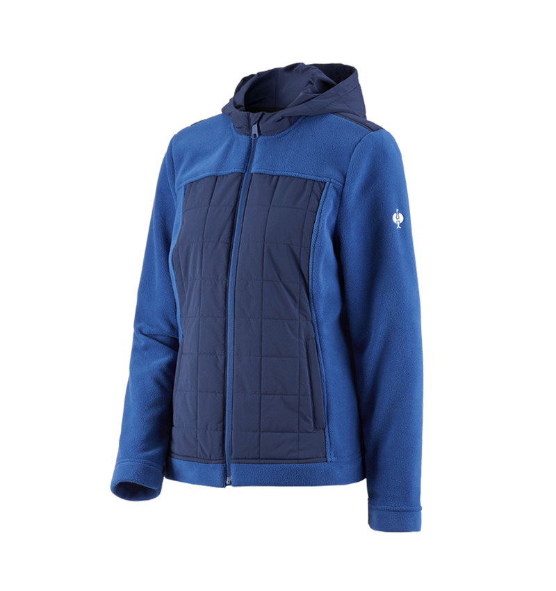 Work Jackets: Hybrid fleece hoody jacket e.s.concrete, ladies' + alkaliblue/deepblue 3