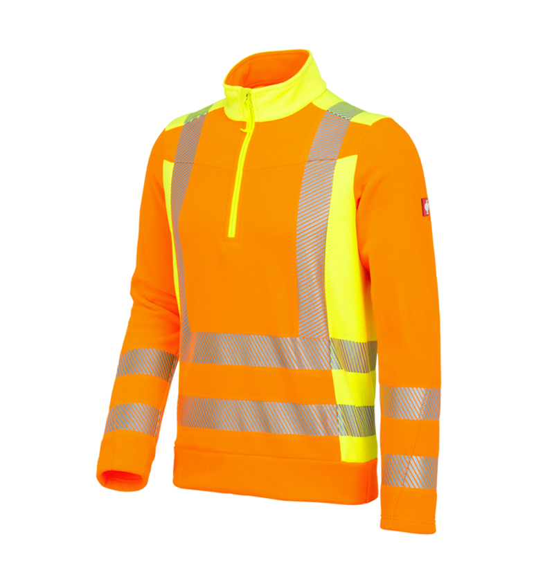 Shirts & Co.: Warnschutz Fleece Troyer e.s.motion 2020 + warnorange/warngelb 1
