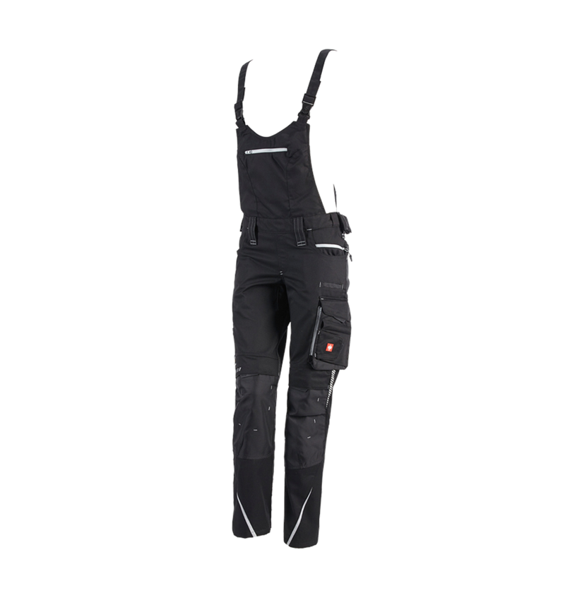 Work Trousers: Ladies' bib & brace e.s.motion 2020 + black/platinum 2