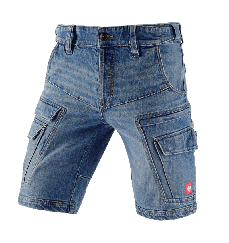 Arbeitshosen: e.s. Cargo Worker-Jeans-Short POWERdenim + stonewashed 2