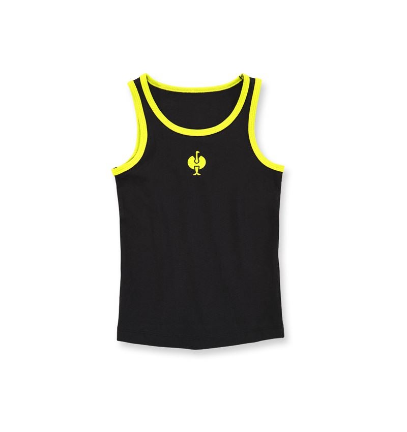 Unterwäsche: e.s. cotton stretch Tank-Shirt, 2er Pack, Kinder + schwarz/acidgelb