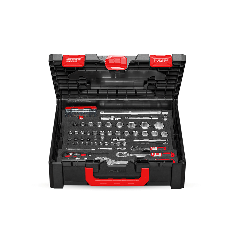 STRAUSSbox System: Socket wrench set pro 1/4+3/8+1/2 in STRAUSSbox