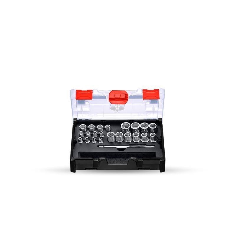 STRAUSSbox System: Socket wrench set power grip 1/2+1/4 in STRAUSSbox