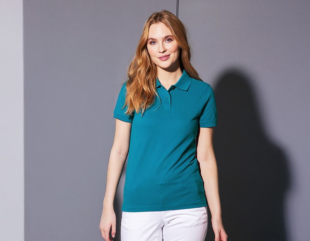 Shirts & Co.: e.s. Polo-Shirt cotton, Damen + petrol