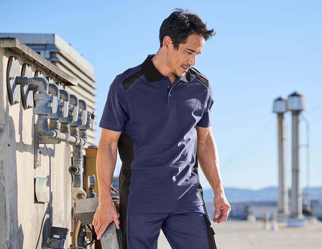 Themen: Polo-Shirt cotton e.s.active + dunkelblau/schwarz