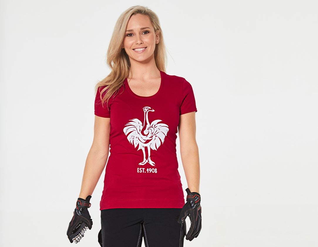 Shirts, Pullover & more: e.s. T-shirt 1908, ladies' + fiery red/white