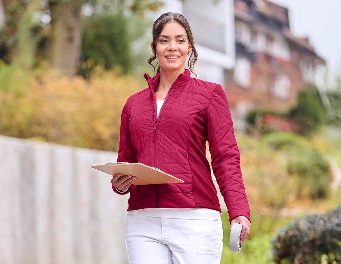 Work Jackets: e.s. Function quilted jacket thermo stretch,ladies + berry