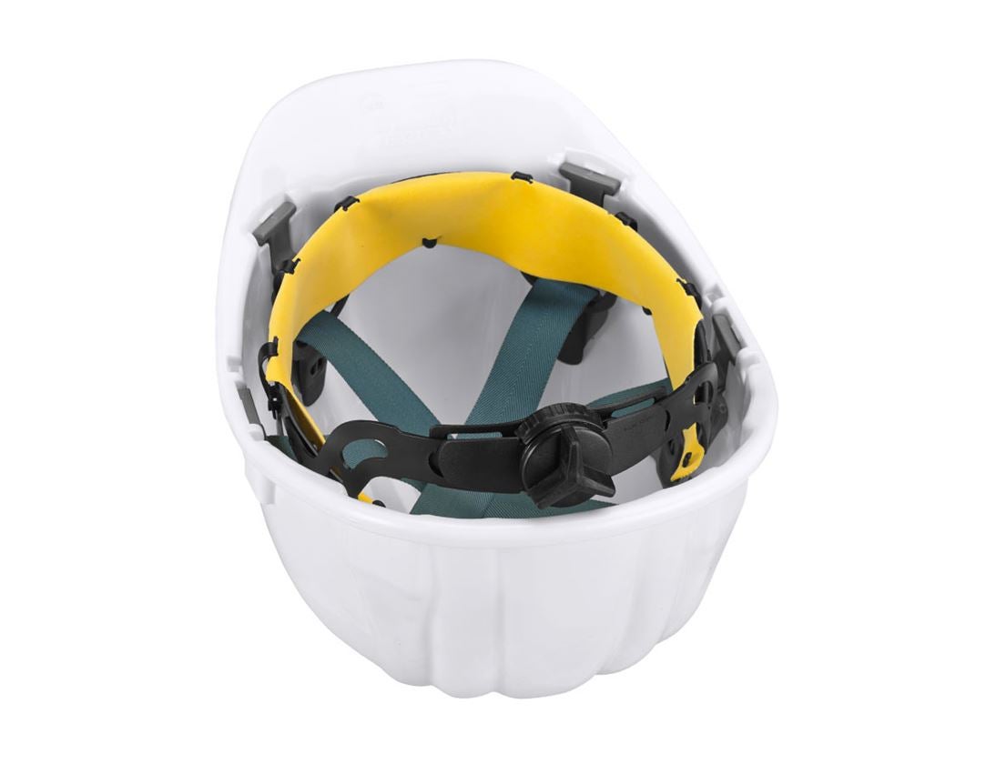 Hard Hats: Safety helmet Baumeister, 6-point, rotary fastener + white