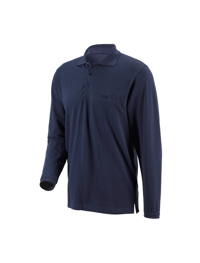 Shirts, Pullover & more: e.s. Longsleeve polo cotton Pocket + navy