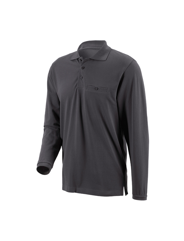 Shirts & Co.: e.s. Longsleeve-Polo cotton Pocket + anthrazit 2