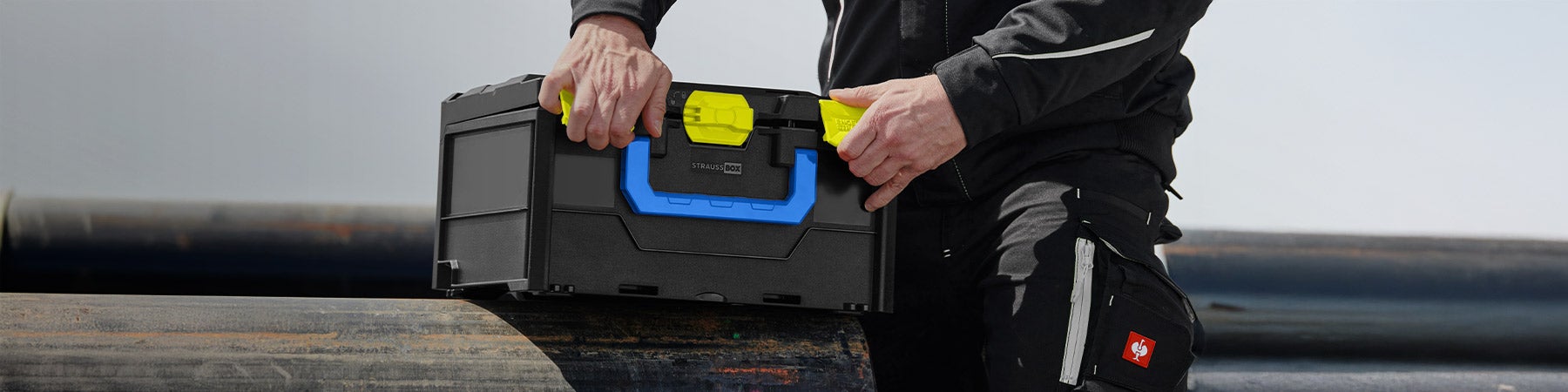 Tool boxes in company colours