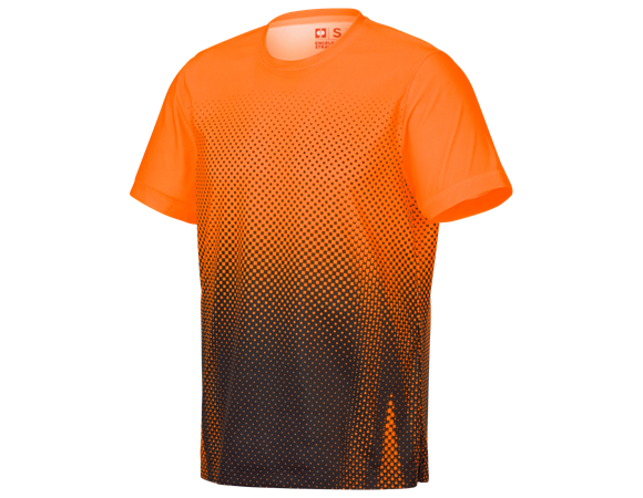 Funktions T-Shirt e.s.t:aktik in warnorange / schwarz