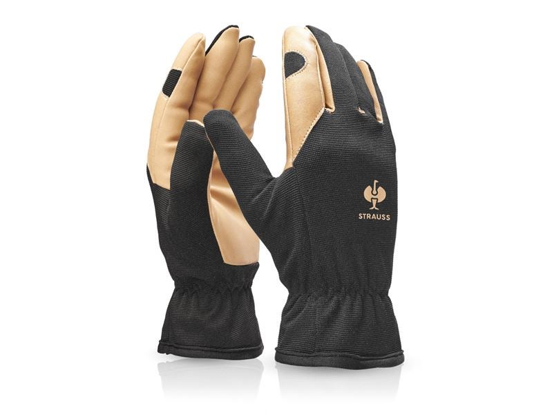 Main view, Hybrid, Assembly gloves Intense light, black/brown