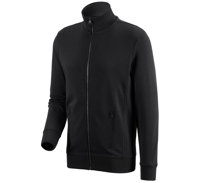 Main view, Topics, e.s. Sweat jacket poly cotton, black