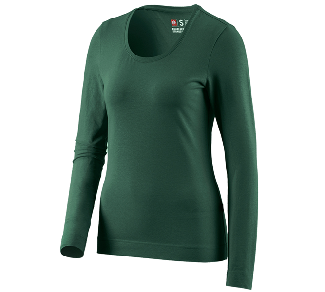 Vue principale, Horti-/ Sylvi-/ Agriculture, e.s. Longsleeve cotton stretch, femmes, vert
