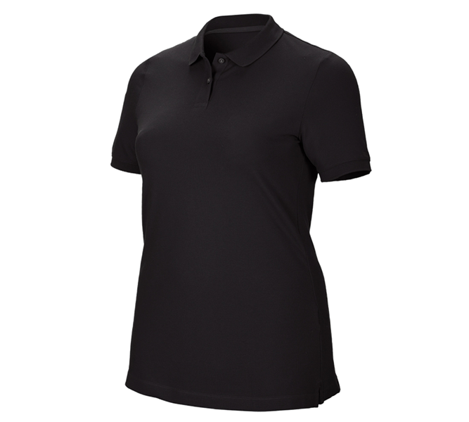 Vue principale, Femmes, e.s. Pique-Polo cotton stretch, femmes, plus fit, noir