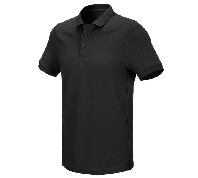 Main view, Clothing, e.s. Pique-Polo cotton stretch, black