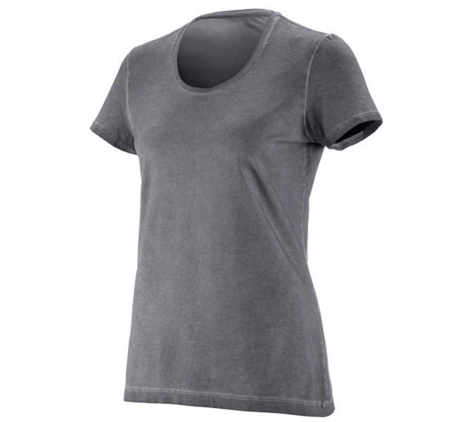 Main view, Basics, e.s. T-Shirt vintage cotton stretch, ladies', cement vintage