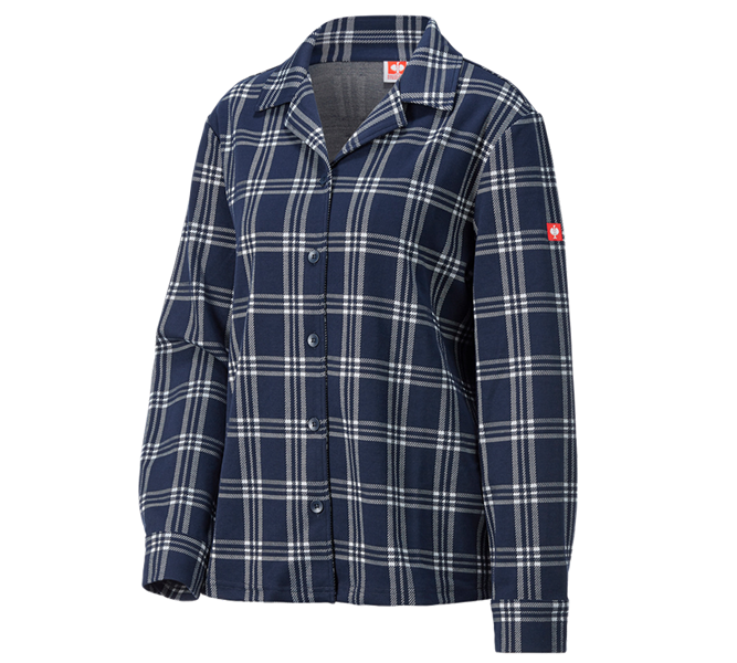 Vue principale, PROMOS, e.s. Haut de pyjama à carreaux, femmes, bleu profond/blanc
