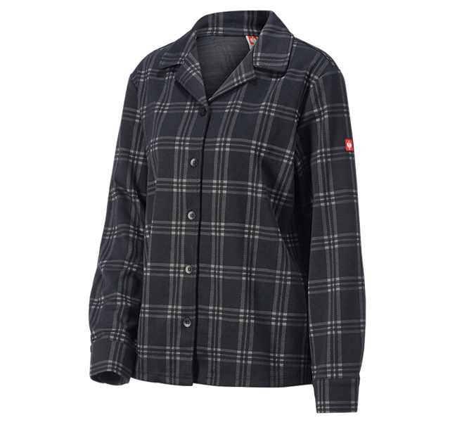 Main view, Clothing, e.s. Checkered Pyjama Top, ladies', black/basaltgrey
