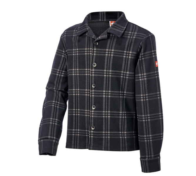 Vue principale, PROMOS, e.s. Haut de pyjama à carreaux, enfants, noir/gris basalte